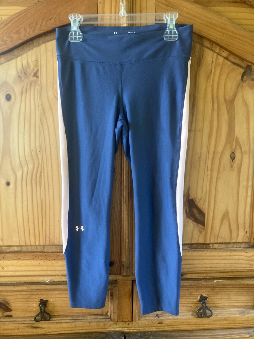 Women Under Armour Compression gray purple pink athletic leggings size L